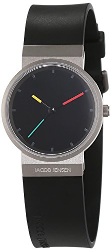 JACOB JENSEN Damen Analog Quarz Uhr mit Kautschuk Armband Item NO.: 650
