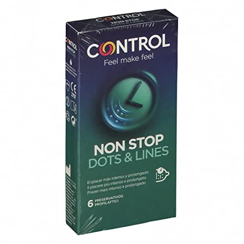 Control Stimulation - Non Stop Dots & Lines Profilattico, 6 Profilattici
