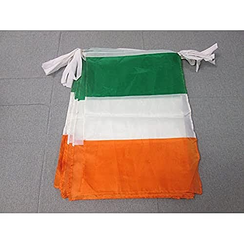 AZ FLAG FAHNENKETTE Irland 12 Meter mit 20 flaggen 45x30cm- IRISCHE Girlande Flaggenkette 30 x 45 cm