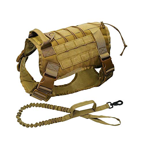 DaiHan Taktisches Hundegeschirr mit Leine für taktisches Training, Militär, verstellbare Molle-Nylonweste Ning L