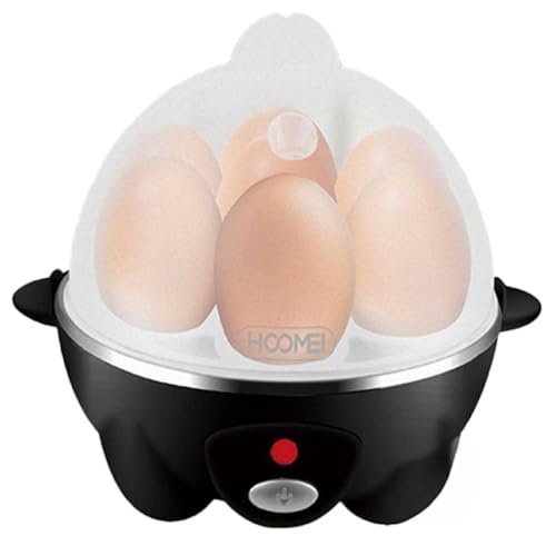 Eierkocher 350 W für 7 Plätze, Mini-Schnellkocher für Eier mit Messbecher + Omelettbehälter, automatische Abschaltfunktion (Schwarz Silber)