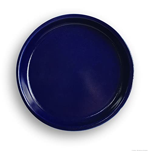 K&K Unterschale / Untersetzer rund Ø 29 cm für Blumentopf Venus II ohne und mit Henkel 36x26 cm - Ø 29 cm, blau aus Steinzeug (hochwertige Keramik)