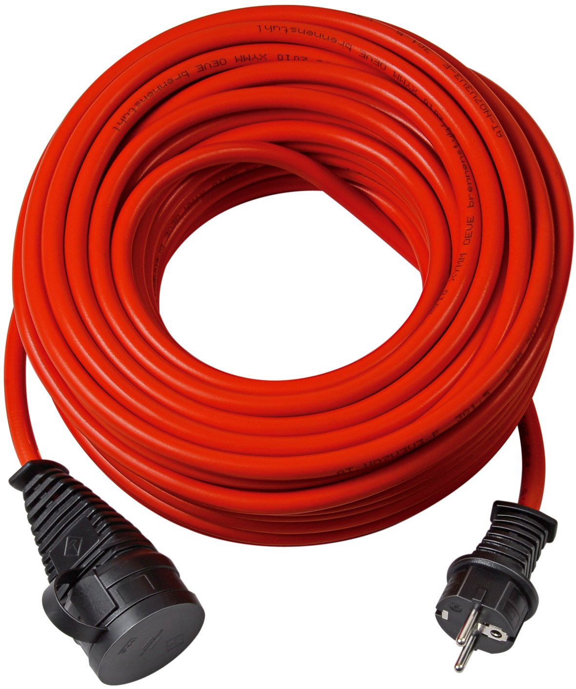 Brennenstuhl BREMAXX Verlängerungskabel (50m Kabel in rot, für den kurzfristigen Einsatz im Außenbereich IP44, einsetzbar bis -35 °C, öl- und UV-beständig)
