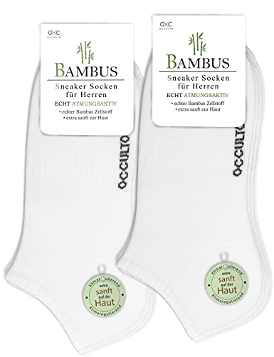 Occulto Herren Bambus Sneaker Socken 10er Pack (Modell: Pit) Weiß 43-46