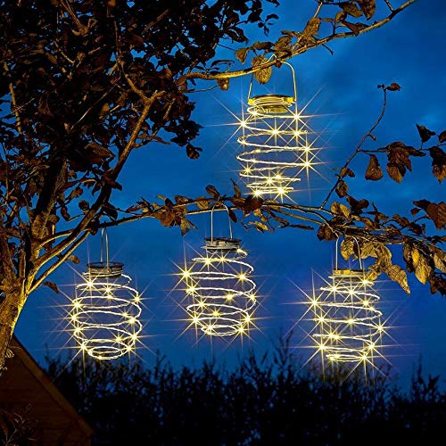 4er Pack – Festive Lights – solarbetriebene Outdoor LED Spiral-Laternen inkl. Solarpaneel, Akku & Dämmerungsschalter (4er Pack)