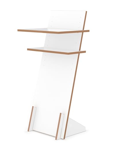 Tojo Pult | Stehpult höhenverstellbar | Auch als Sitzpult geeignet | 120 cm x 50 cm (H x B) | Farbe Weiß | Schreibpult mit verstellbaren Fächern | Holzpult zu Lesen und Schreiben | Design Pult