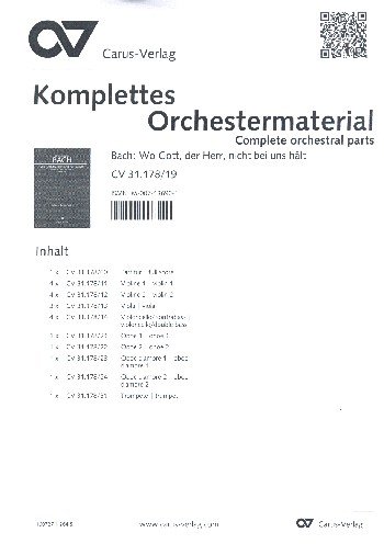 Bach, Johann Sebastian: Wo Gott der Herr nicht bei uns hält Soli ATB, Coro SATB, 2 Ob/2 Obda, [Cor], 2 Vl, Va, Bc