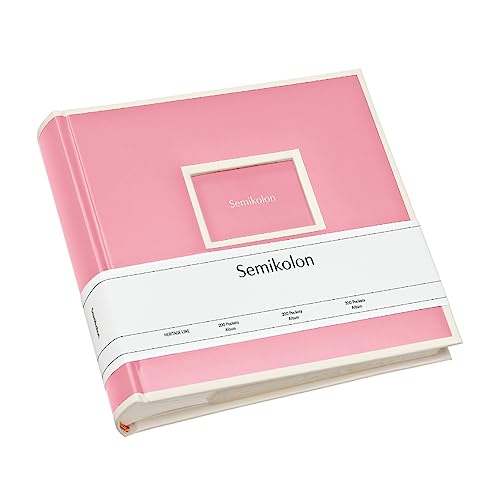 Semikolon 364066 200 Pockets Album – 23 x 22,3 cm – 100 Seiten cremefarben, für 200x 10x15 Fotos – flamingo pink