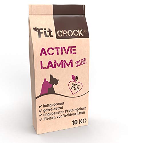 cdVet Naturprodukte Fit-Crock Active Lamm Mini 10 kg - Hund - Futter - artgerechte Ernährung - getreidefrei - Muskelaufbau - Proteine + hoher Fettgehalt + natürliche Vitamine - kaltgepresst -