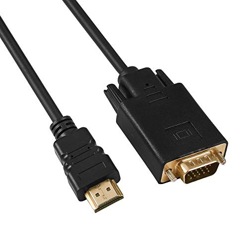 PremiumCord HDMI zu VGA Kabel mit Konverter, Auflösung Full HD 1080p 60Hz, vergoldete Anschlüsse, Farbe schwarz, Kabellänge 2m