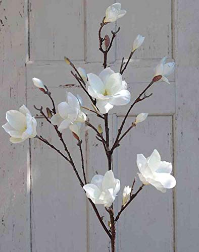 artplants.de Magnolienzweig künstlich YONA, Creme-weiß, 130cm - Kunst Magnolia/Textilblume