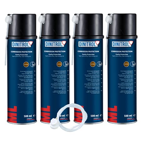 Dinitrol ML Penetration Wax 4 x 500 ml Aerosol Spraydosen mit 600 mm Verlängerung Spray Düse