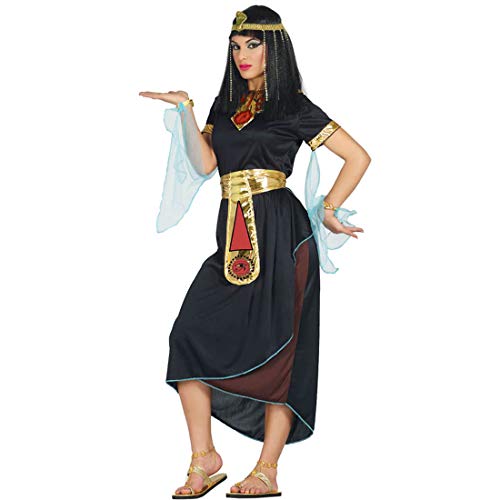 Amakando Geheimnisvolles Ägypterin-Kostüm für Damen/Schwarz-Gold L (42/44) / Nofretete Damenkostüm Pharaonin/EIN Blickfang zu Karneval & Kostümfest
