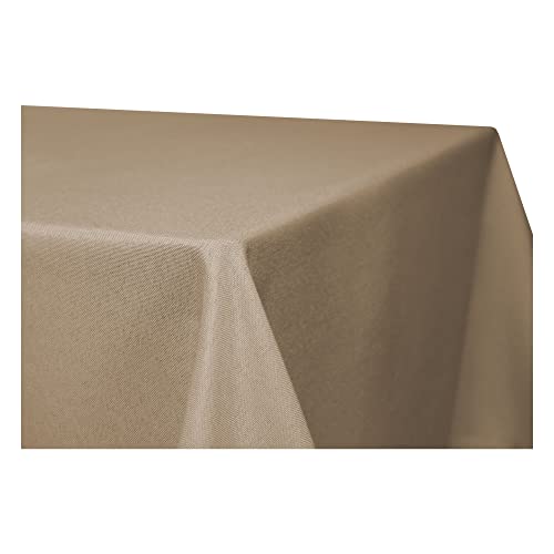 Tischdecke rechteckig Leinenoptik Lotuseffekt Tischwäsche Wasserabweisend Tischtuch Fleckenabweisend Bügelfrei Abwischbar Waschbar Innen und Außen Perleffekt (160 x 400 cm, beige Natur)