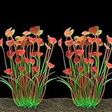 JIH Kunststoff-Pflanzen für Aquarium, hohe künstliche Pflanzen für Aquarium, Dekoration, 39,6 cm, 2 Stück (Pink)