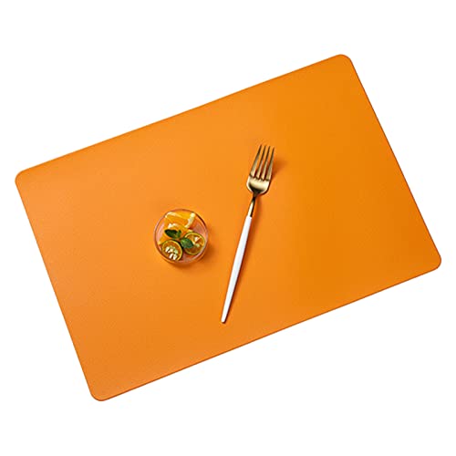 Lederoptik Tischsets, 4 Stück/6 Stück Platzsets, Abwaschbar rutschfest Platzdeckchen, Schmutzabweisend Platzmatte für Küche Restaurant, 45 x 29cm (Orange,6 Stück)