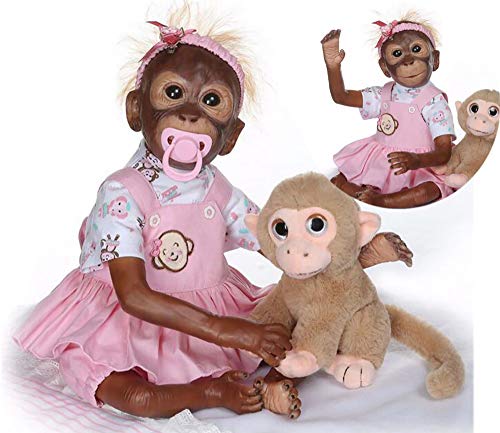 ZIYIUI Reborn AFFE Puppen Mädchen 21 Zoll 52cm Weiches Silikon Vinyl Echte Berührung Ganzkörper Realistisch Magnetisches Spielzeug Reborn Dolls