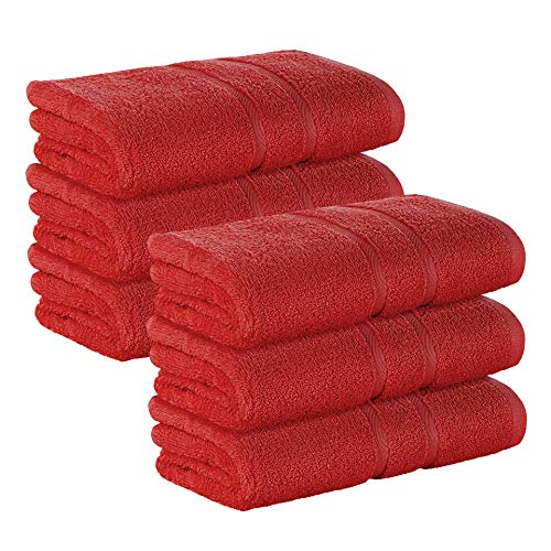 6 Stück Premium Frottee Handtücher 50x100 cm in rot von StickandShine in 500g/m² aus 100% Baumwolle