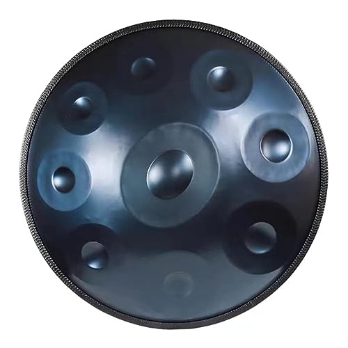 9 Sounds 22-Zoll-D-Moll-Handpan-Trommel, 432 Hz/440 Hz-Stahlhandtrommel mit weicher Handpan-Tasche, 2 Handpan-Schlägern, Handpan-Ständer, staubfreies Tuch (Farbe: Blau, Größe: