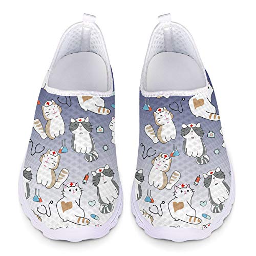 UOIMAG Nette Katze Krankenschwester Schuhe Geschenk für Frauen Mode Sneaker Schuhe Leichte atmungsaktive Freizeitschuhe 38EU