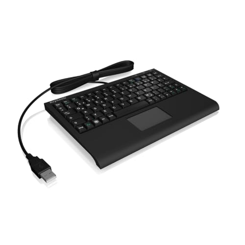 KEYSONIC Mini-Tastatur (US) Touchpad ACK-3410 schwarz Touchpad ultraflache Bauform SoftSkin X-Type Technologie Blaue Status LEDs USB
