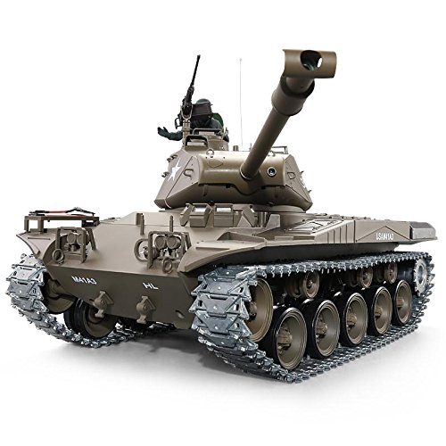 ES-TOYS Panzer Ferngesteuert mit Schussfunktion M41 A3 Walker Bulldog Heng Long 1:16 mit R&S, Metallgetriebe und Metallketten -2,4Ghz V7.0 -PRO