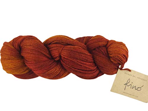 Manos Del Uruguay Silk Blend Fino 6362 Rust, 100g, Wolle mit Seide zum Stricken und Häkeln, Merino Seide Mischung handgefärbt mit Farbverlauf