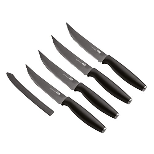 KUHN RIKON 26574 Colori Titanium 4-teilig Graphit Steakmesser Set, Edelstahl, schwarz, 4 x 4 x 7.5 cm, 4-Einheiten