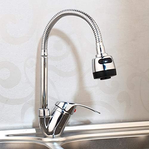 FEAOTY Chrome Polished Kitchen Faucet 2 Ways Spray Stainless Steel Kitchen Mixer Faucet Cold & Hot Kitchen Tap Water Tap
