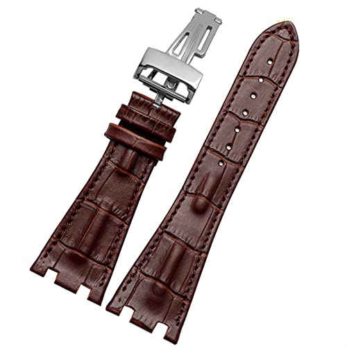 RWCCCRW Krokodilleder-Faltschließe, 28 mm Armband für AP 15703 26470SO Royal Oak Offshore Herren-Krokodil-Sportuhrenarmband
