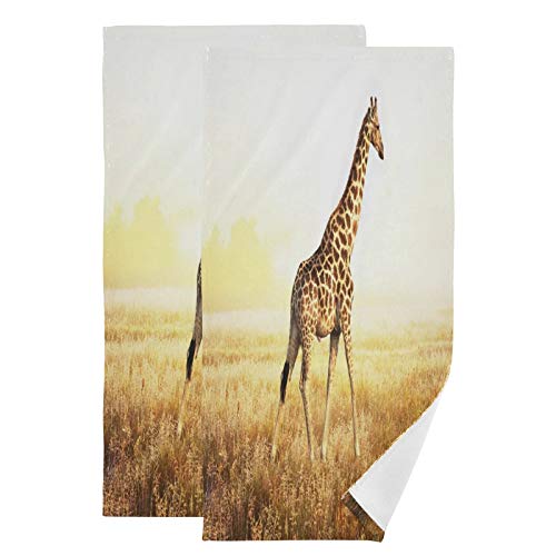 Giraffen-Handtuch-Set, ultraweich, saugfähig, schnelltrocknend, Handtücher für Bad, Fitness, Bad, Sport, Yoga, Reisen (2er-Pack, 71,9 x 36,6 cm)