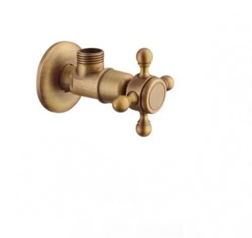 Badezimmer-Eckventil G1/2 Eckventil, Gold, Universal-Edelstahlgehäuse, Keramik-Ventilkern mit heißem und kaltem WC-Heizung, Waschmaschinen-Eckventil-Gold (Color : Bronze)