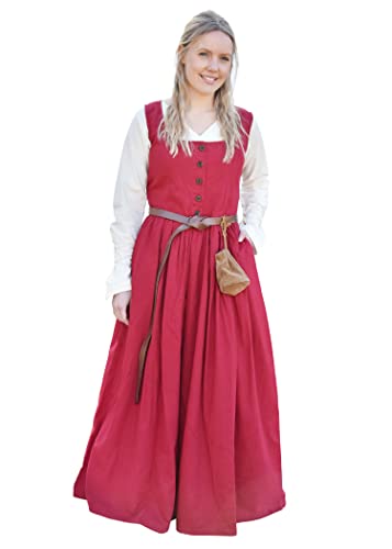 Battle-Merchant ärmelloses Mittelalter Kleid Lene für Damen | Trägerkleid Bauernkleid Überkleid Mieder | Baumwolle | Rot, Gr. XL