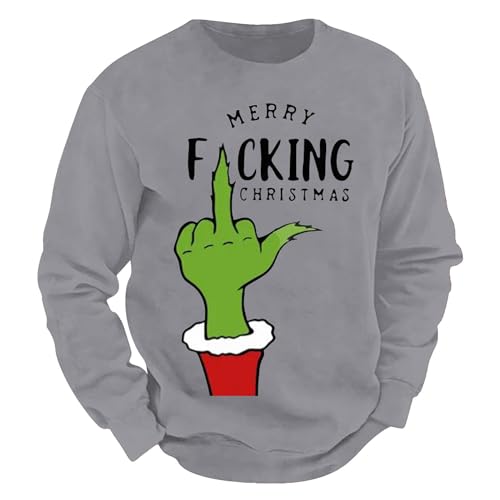 WILMOT Weihnachtspullover Herren und Damen, Ugly Christmas Sweater aus Recycling-Polyester, Weihnachtspulli Unisex, Weihnachts-Pullis Designed in Bayern(Grey,XL)