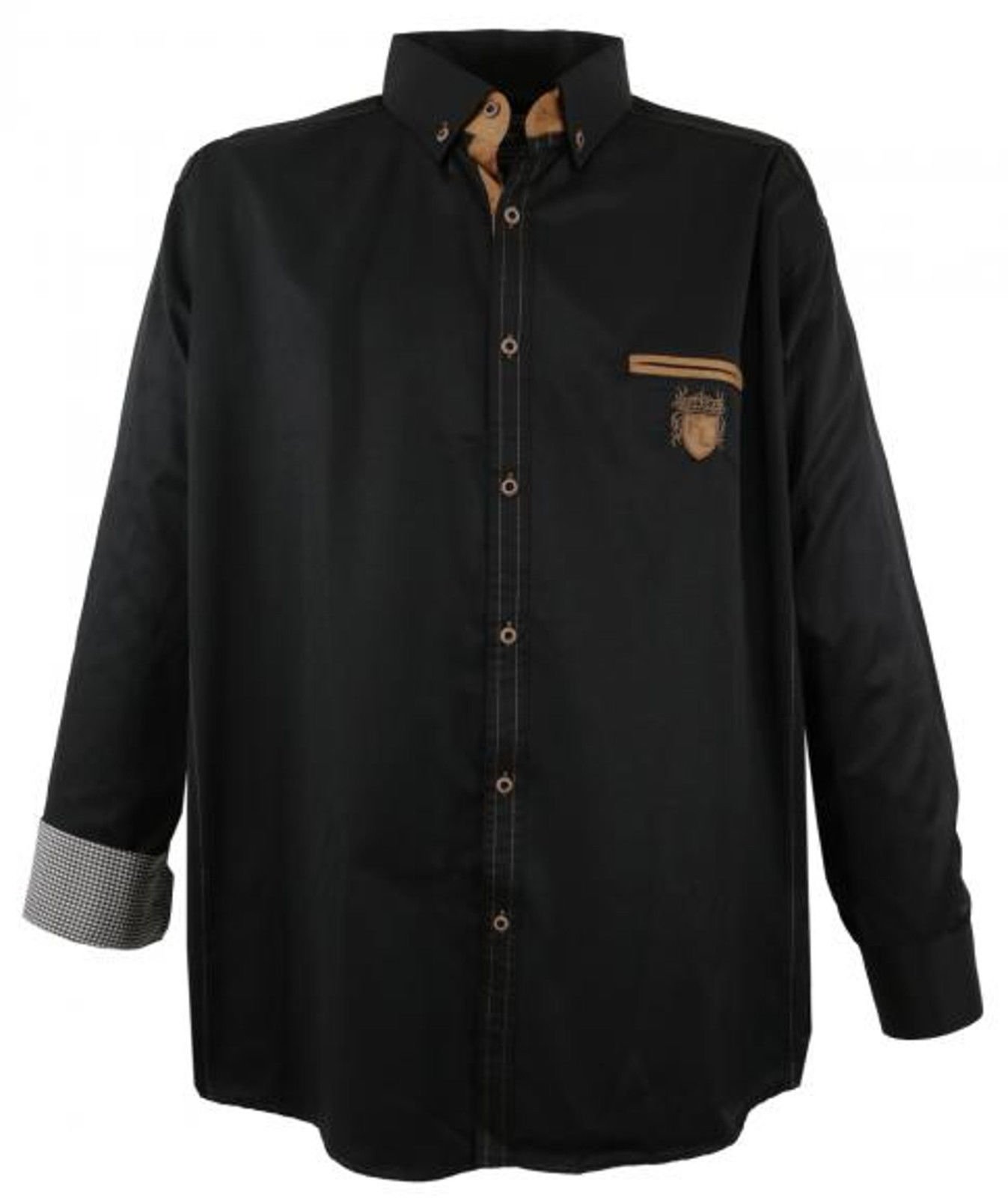 Lavecchia Stylisches Herrenhemd langer Arm von aus der Kollektion 2016, 5XL, Dark-black