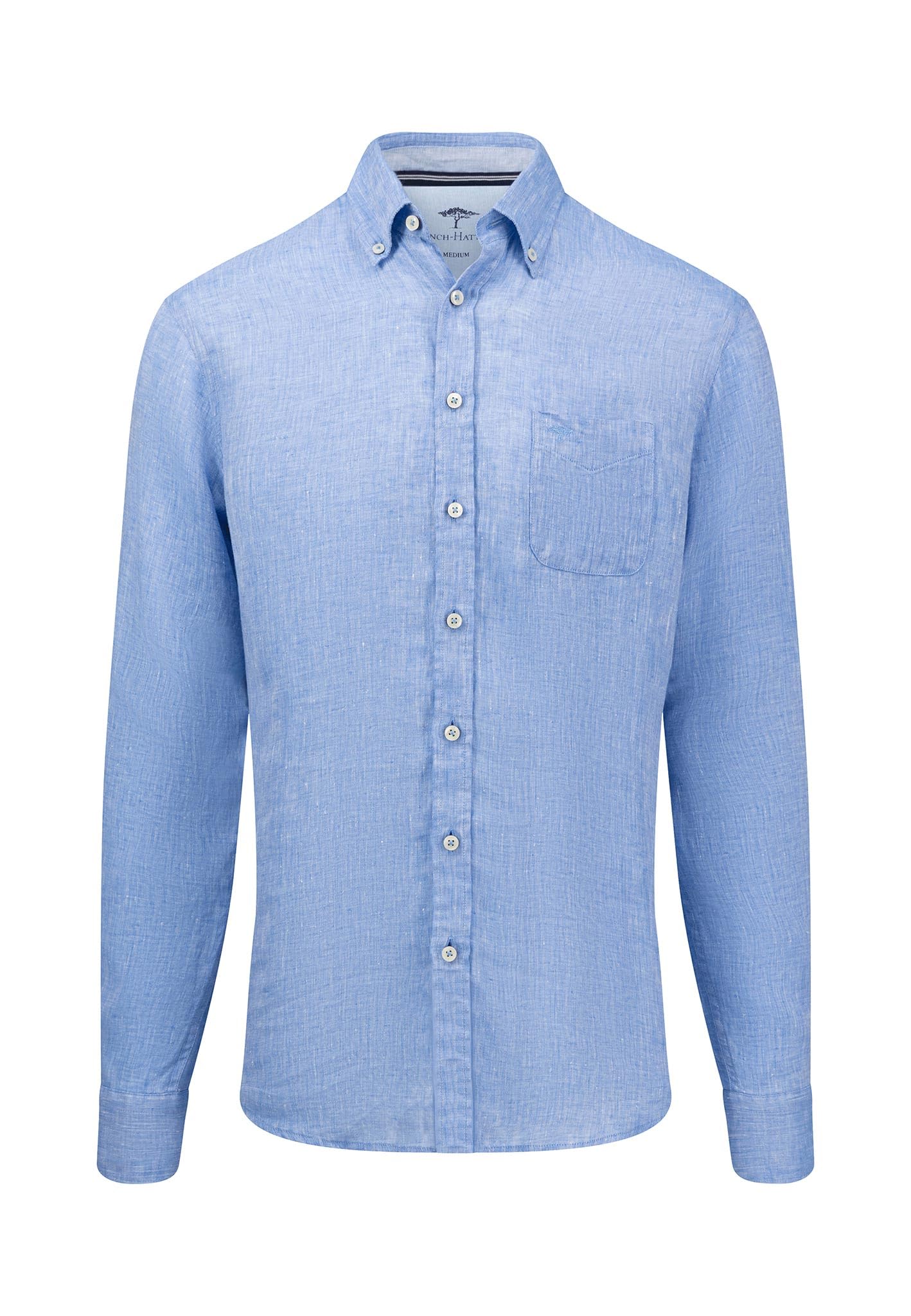 FYNCH-HATTON Premium Leinenhemd mit Button-Down-Kragen Bright Ocean/L