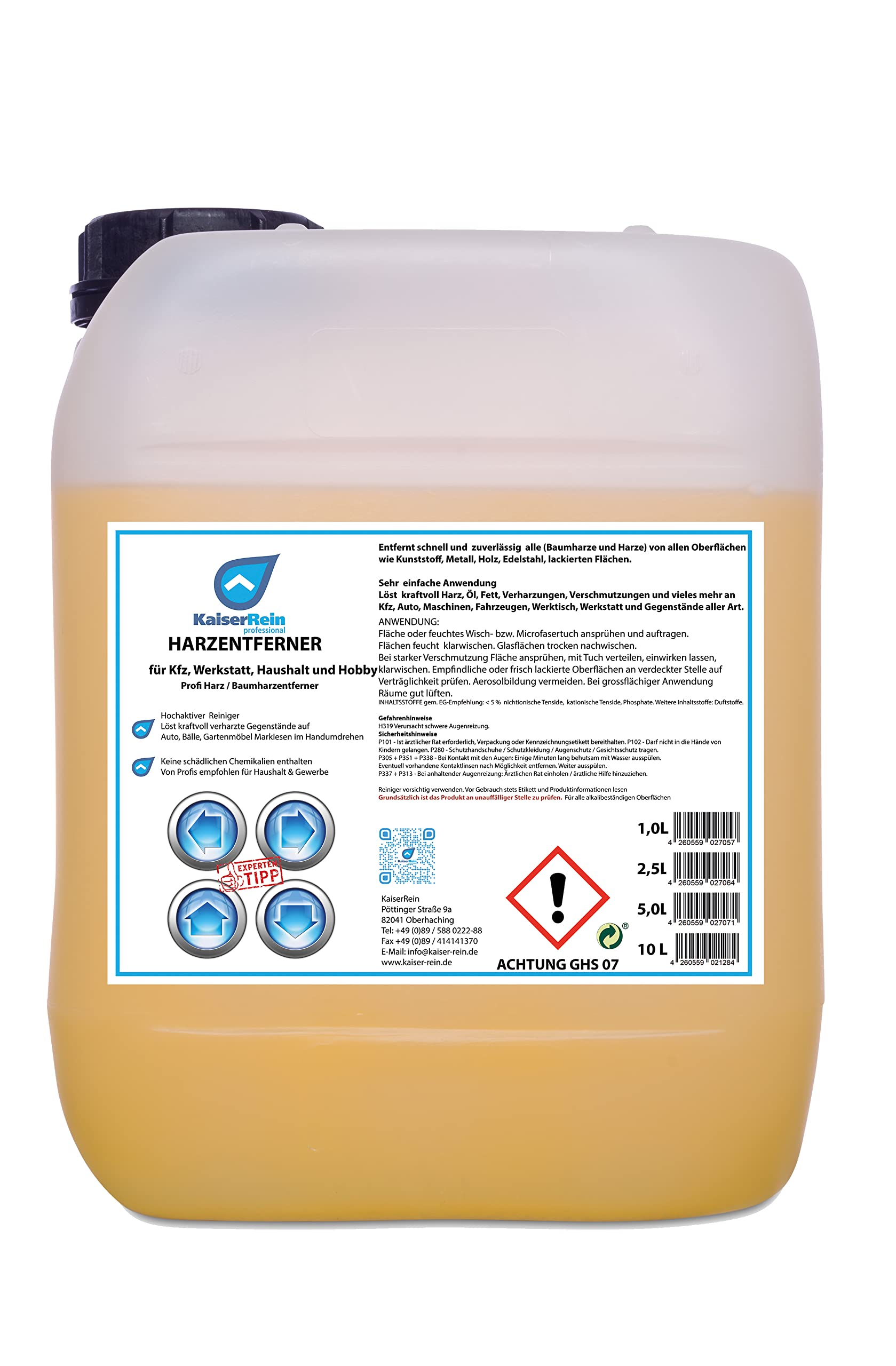 KaiserRein Harzentferner 5 L Spray für Kfz, Werkstat, Haushalt und Hobby Profi Harz/Baumharzentferner