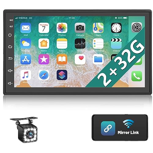 2G+32G Android Car Radio 2 DIN GPS CAMECHO Bluetooth 7 Inch Full Touch Screen FM Radio Player WiFi Mirror Link for iOS Android Phones + Backup Camera