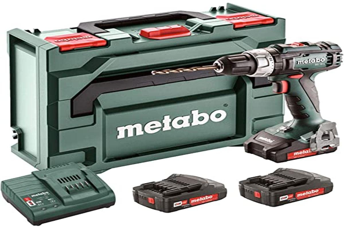 Metabo 602321540 Akku-Bohrschrauber BS 18 L Set 18V, 3x 2Ah Li-Ion Akkus, inklu. Ladegerät, im Koffer, max. Drehmoment: 25Nm (weich)/ 50Nm (hart), Bohr-Ø: 10mm (Stahl)/ 20mm (Weichholz)