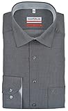 Marvelis Herren Businesshemd Non-Iron Modern Fit, Langarm, Kent-Kragen, Struktur, 100% Baumwolle, schwarz 68, 46