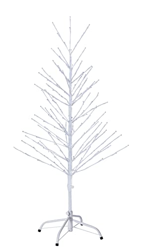 LED Lichtbaum Weiß Weihnachtsdeko In- & Outdoor | 200 warmweiße LEDs | 120cm hoch | elastische Zweige | Timerfunktion | IP44 Spritzwassergeschützt