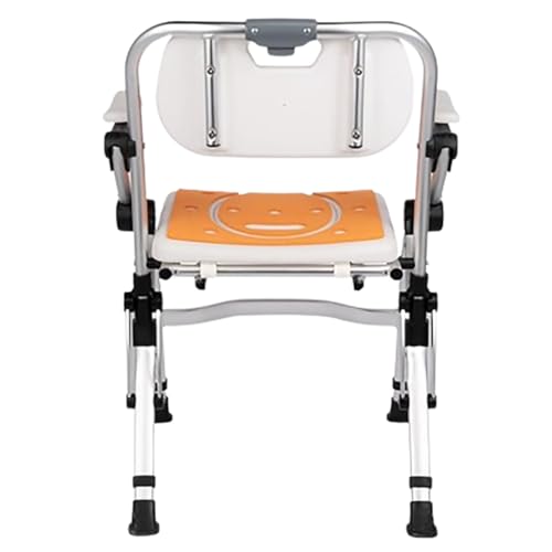 WOLWES Klappbarer WC Stuhl,Toilettenstuhl Höhenverstellbar WC-Stuhl,Duschhocker für Senioren,WC-Stuhl für Senioren Behinderte und Schwangere