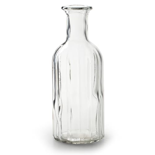 12 x Vasen aus Glas im Vintage-Look - Glasflaschen Deko Vasen Glasvasen Blumenvasen Flaschen Deko-Flaschen (H 19 cm - Ø 7,5 cm)