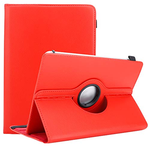 Cadorabo Hülle kompatibel mit Kindle FIRE HD 10 2017 (7. Gen.) Tablethülle 360 Design aus Kunst Leder Flip Klappbare Magnetische Cover Hülle für Kindle FIRE HD 10 2017 (7. Gen.) Tasche in Rot
