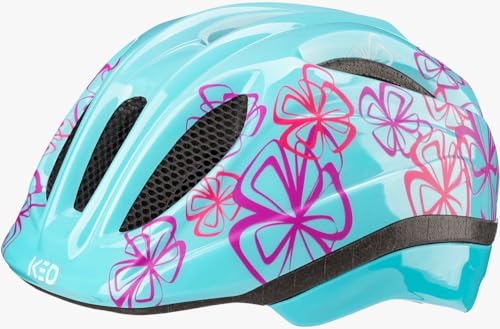 Fahrradhelm - KED - Meggy Trend - Iceblue Flower Glossy - 49-53 cm - inkl. RennMaxe Klackband - Kinder Jugendliche - MTB BMX City Cross