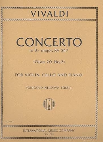 Antonio Vivaldi-Concerto F Iv N. 2 Si B (Gingold)-Violine, Cello und Klavier-BOOK