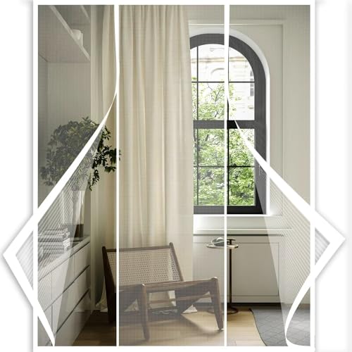 Universelles transparentes Fenster-Moskitonetz nicht schneidbares Insektenschutz-Moskitonetz für alle Fenster-200x 255cm-Weiß