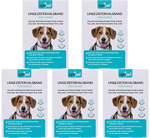 OptiPet 5X Ungeziefer Flohhalsband für Hunde, 4 Monate Schutz, für Hunde ab 12 Wochen gegen Flöhe, Zecken, Mücken, Milben