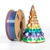 Silk PLA 3D Drucker Filament 1.75mm Multicolor Rainbow Seide Regenbogen 1KG Farbverlauf Änderndes Mehrfarbig Filament Regenbogen Glänzende schnelle unregelmäßige Streifen Filaments für FDM 3D Drucker
