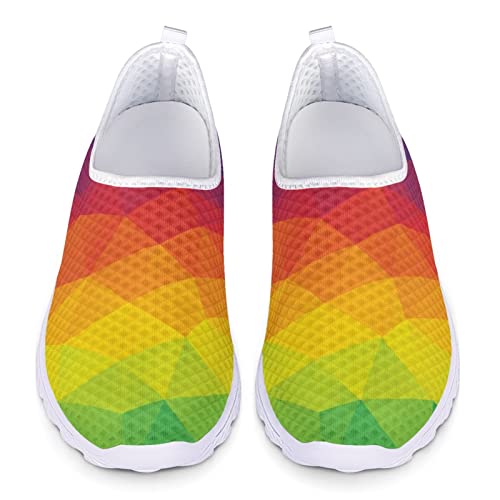 Dolyues Regenbogen Spektrum Polygon Triangle Drucken Schlüpfen Schuhe für Damen Sport Sportliche Turnschuhe 39 EU